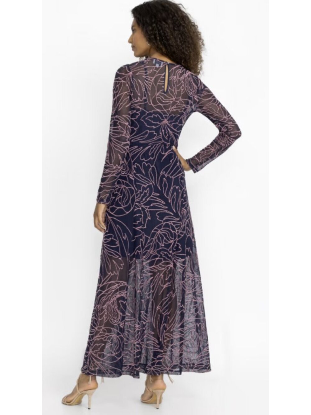 Johnny Was Sumner Panel Mesh Maxi Dress Serena Blue NWT Size M $388 MSRP - Picture 2 of 11